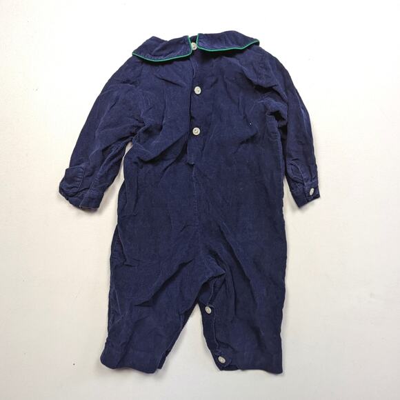 Viva La Fete Outfit Baby Boy Size 6m Navy Whale Fine Corduroy Romper - Picture 4 of 4